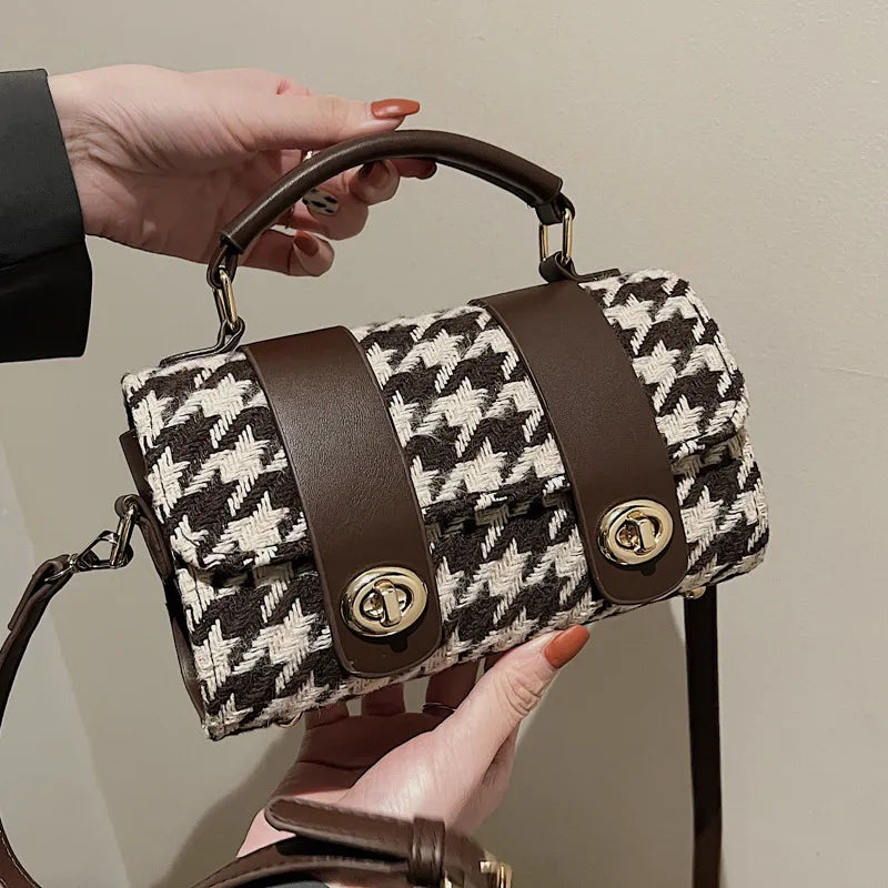 Old Money Handbag – Houndstooth Structured