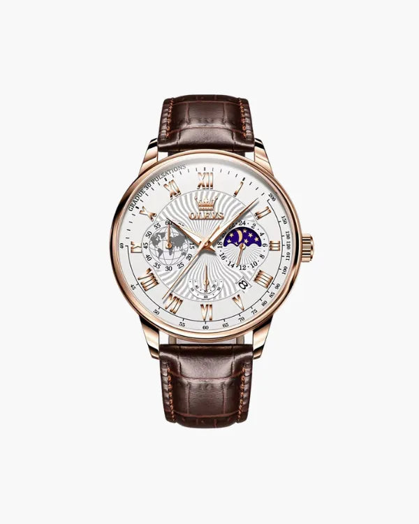 Moon Phase White Dial – Elegant Watch
